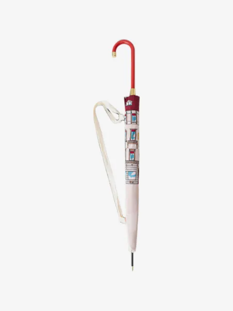 Moschino building-print curved-handle umbrella