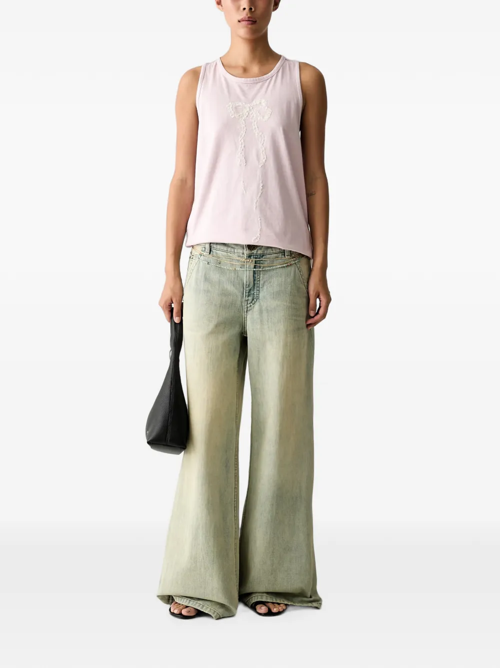 Miss Sixty Beaded-chain Flared Jeans In Multi