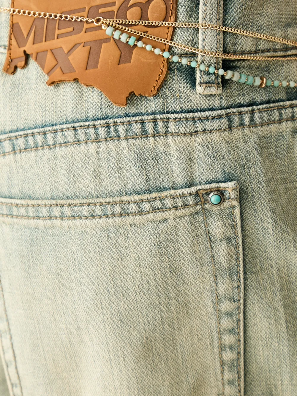 Miss Sixty Beaded-chain Flared Jeans In Multi