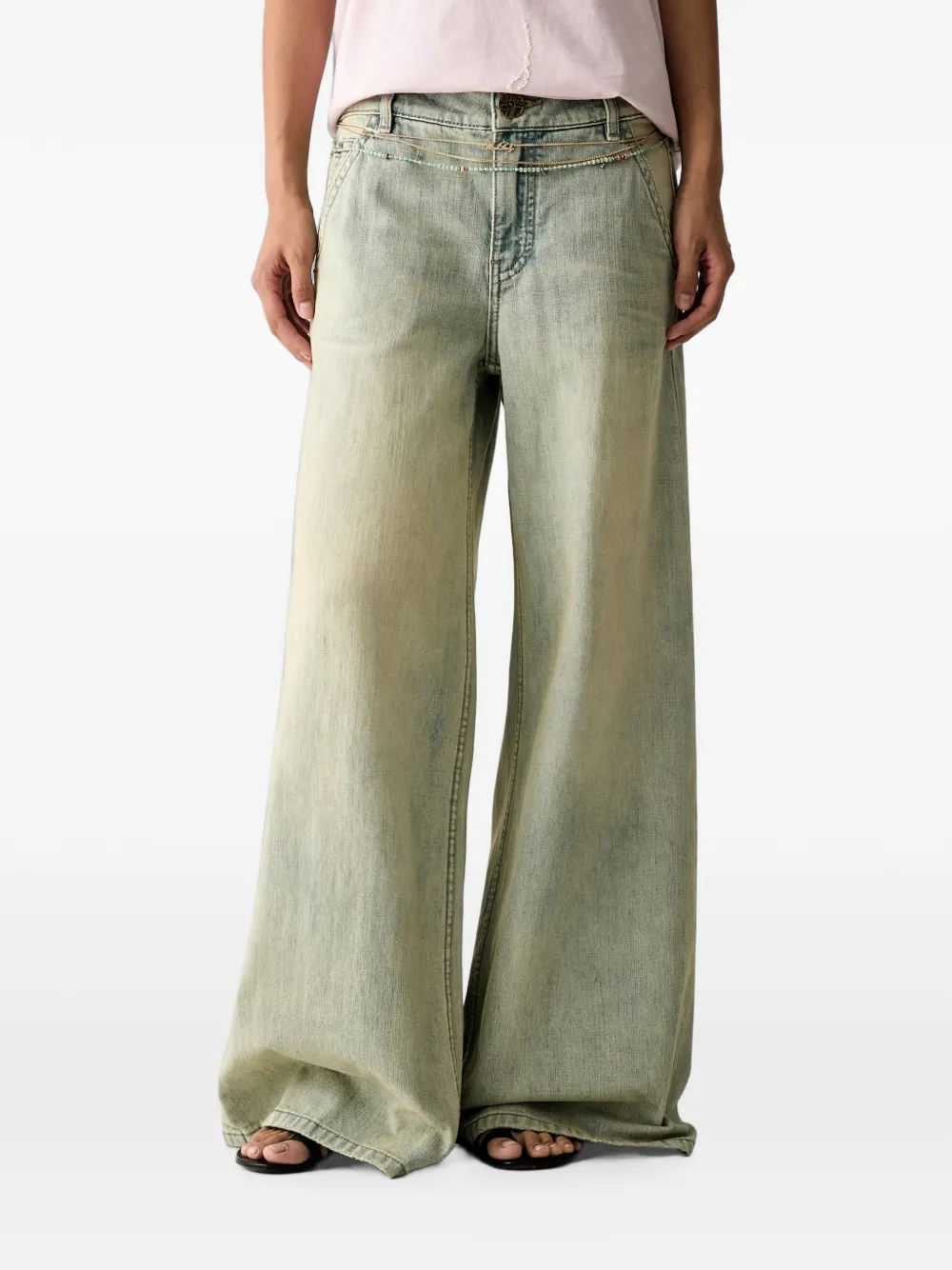 Miss Sixty Beaded-chain Flared Jeans In Multi