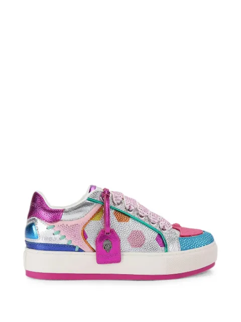 Kurt Geiger London crystal-embellished metallic leather sneakers