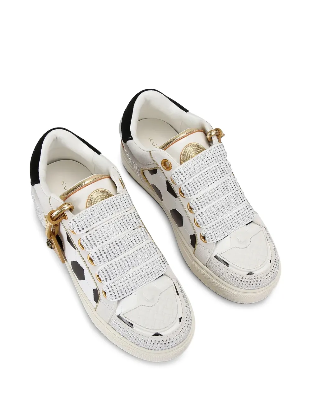 Kurt Geiger London crystal-embellished leather sneakers Wit