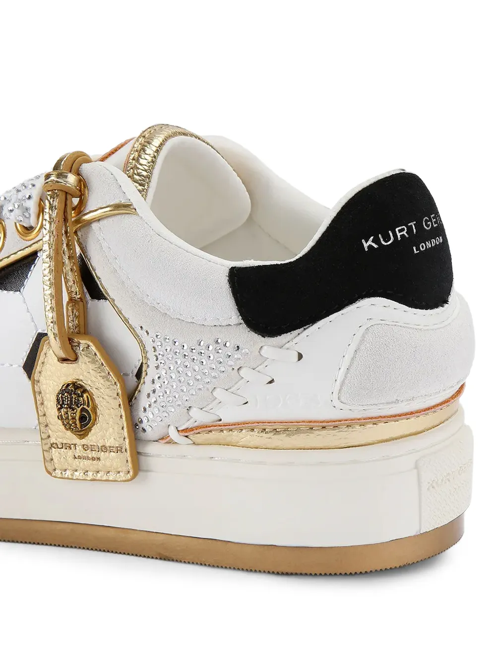 Kurt Geiger London crystal-embellished leather sneakers Wit