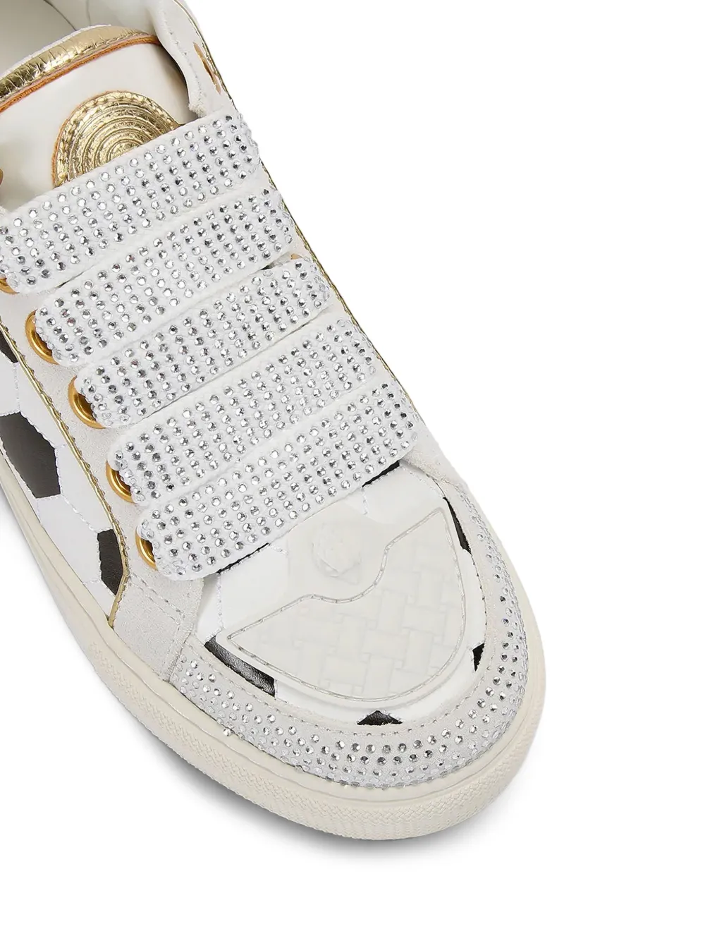 Kurt Geiger London crystal-embellished leather sneakers Wit