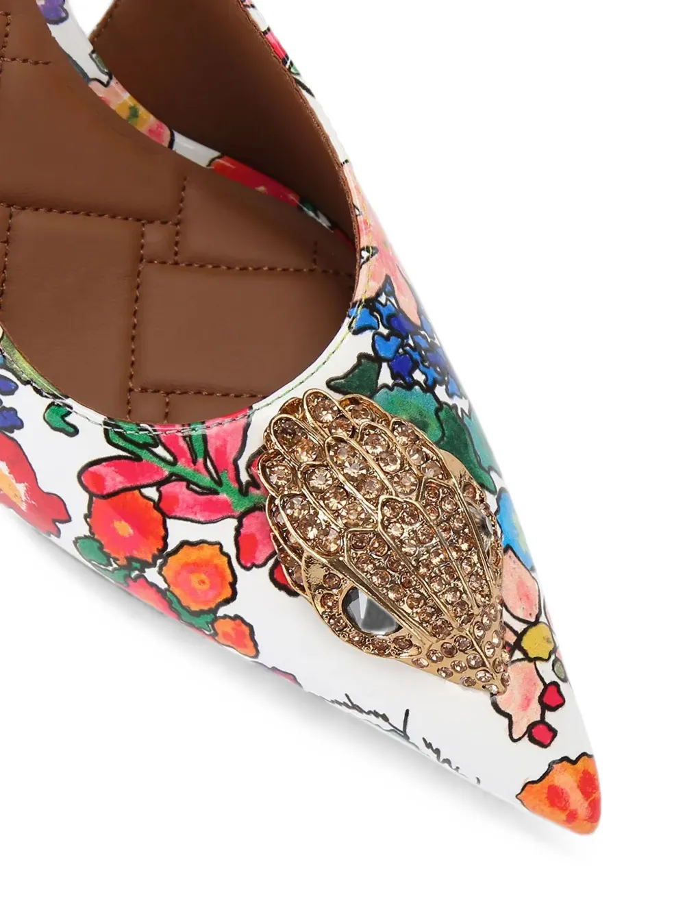 Kurt Geiger London floral-print crystal-embellished pumps Wit