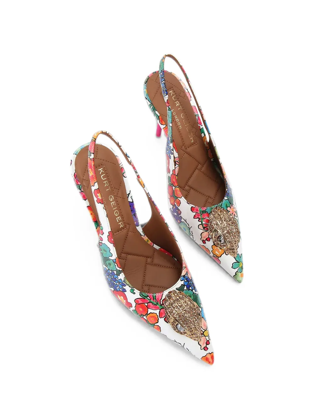 Kurt Geiger London floral-print crystal-embellished pumps Wit