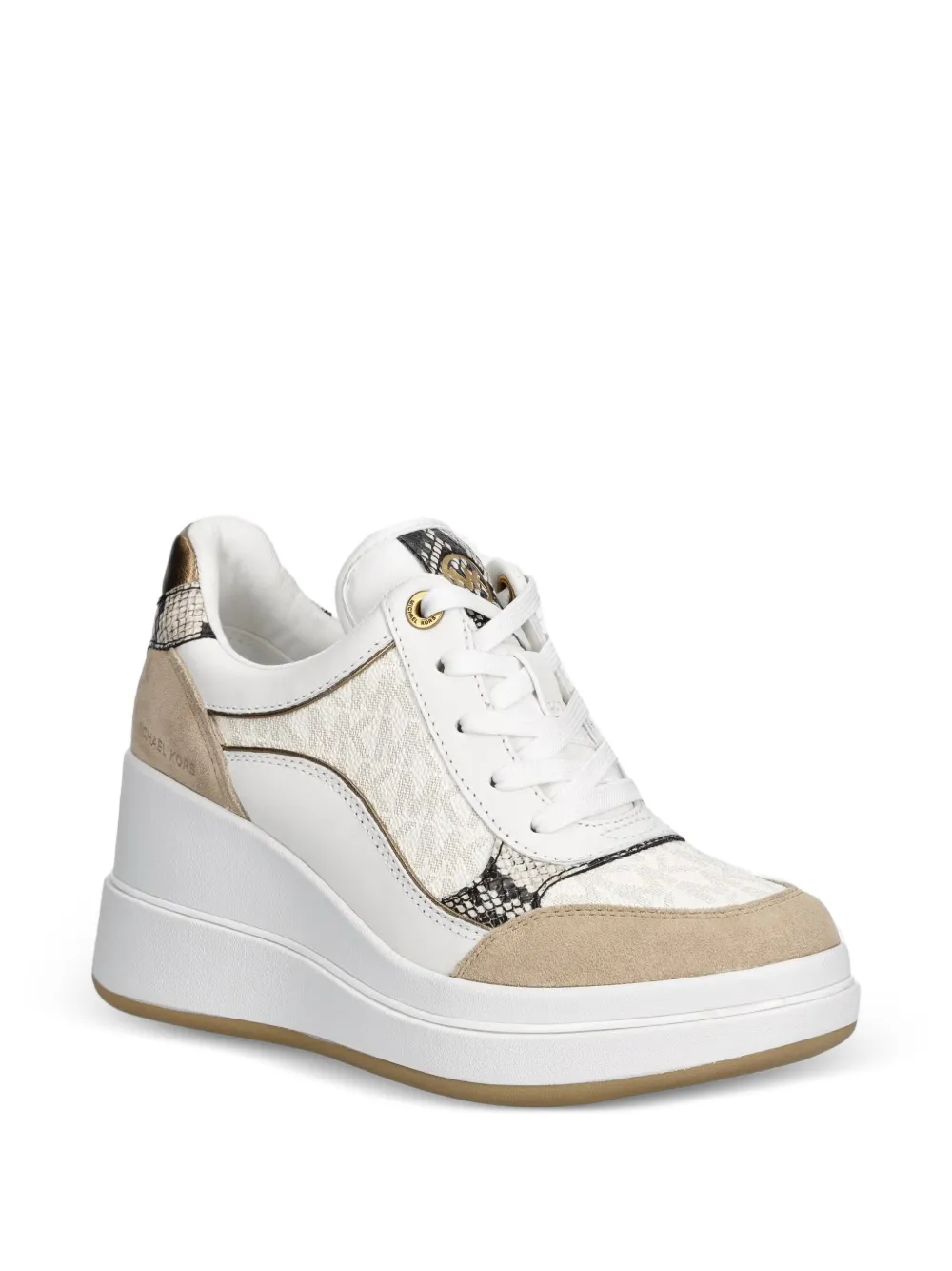Michael Kors logo-print snakeskin-effect sneakers Wit