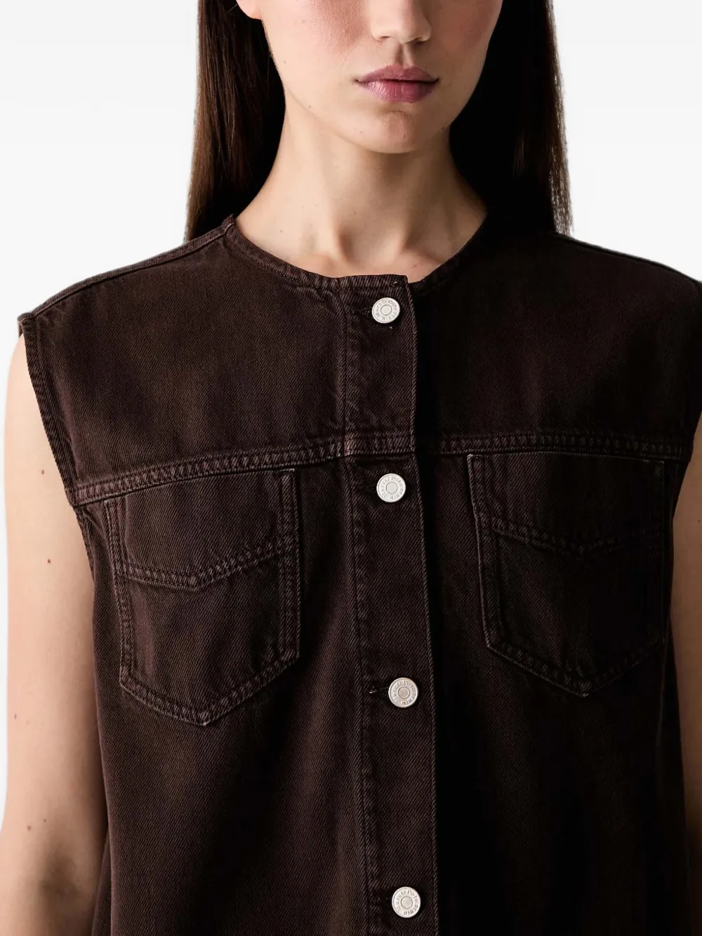 Marc O'Polo drawstring-hem sleeveless denim vest Bruin