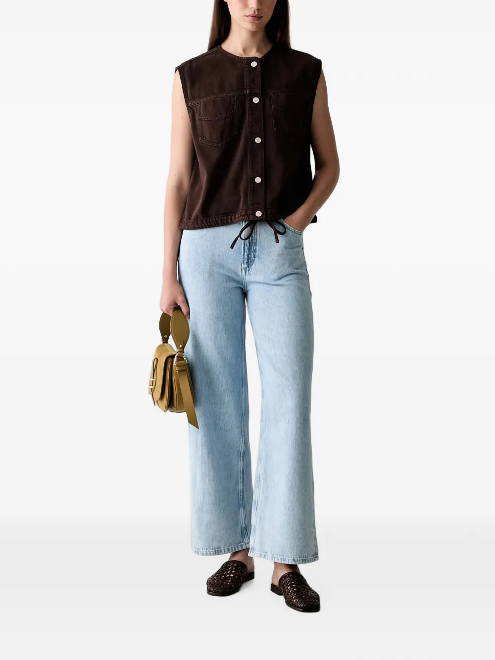 Marc O'Polo drawstring-hem sleeveless denim vest Bruin
