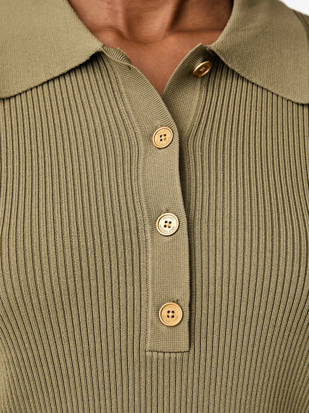 Michael Kors ribbed-knit polo sweater Groen