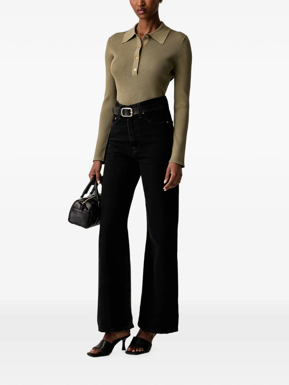 Michael Kors ribbed-knit polo sweater Groen