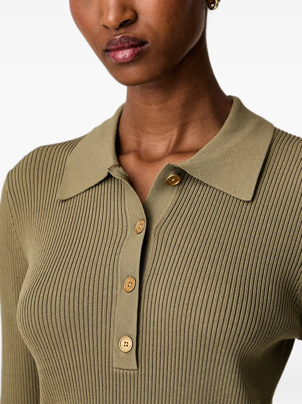 Michael Kors ribbed-knit polo sweater Groen