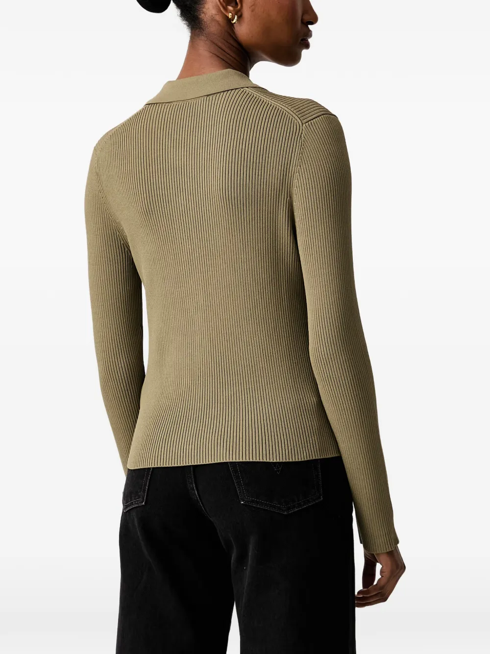 Michael Kors ribbed-knit polo sweater Groen