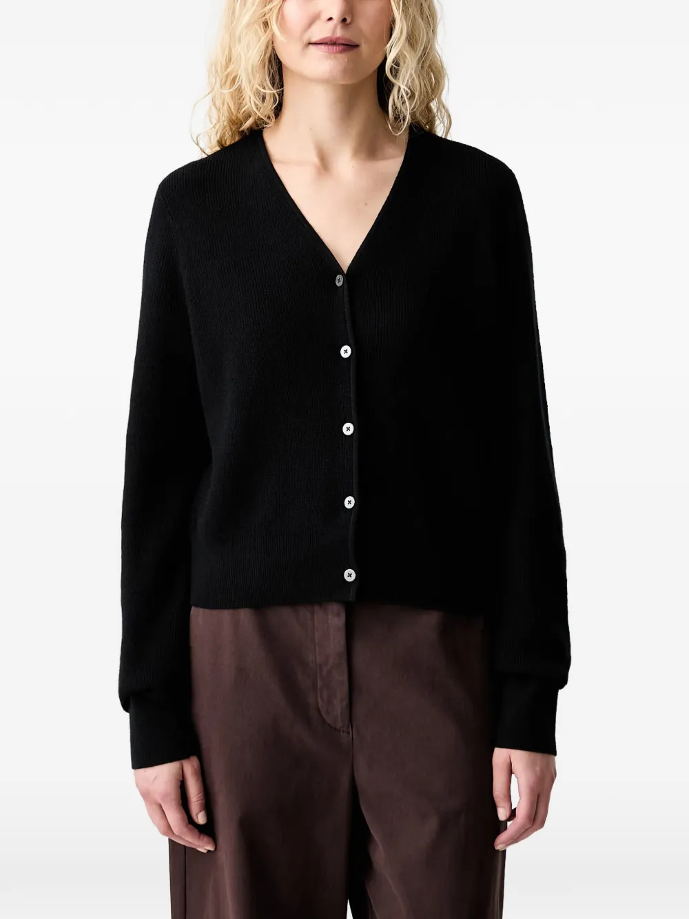 Marc O'Polo V-neck ribbed cardigan - Black