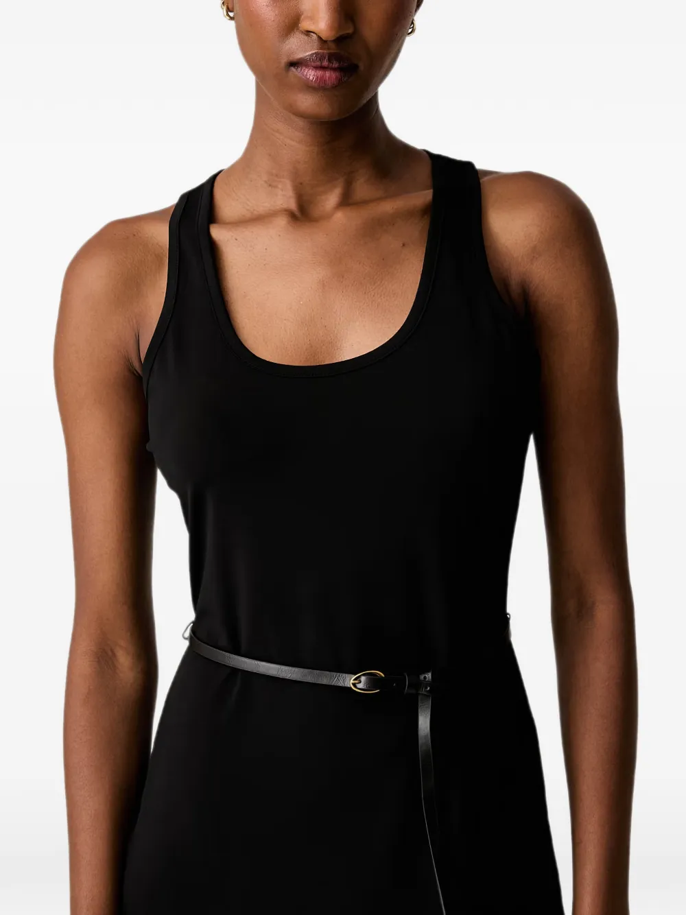 Michael Kors belted racerback dress Zwart
