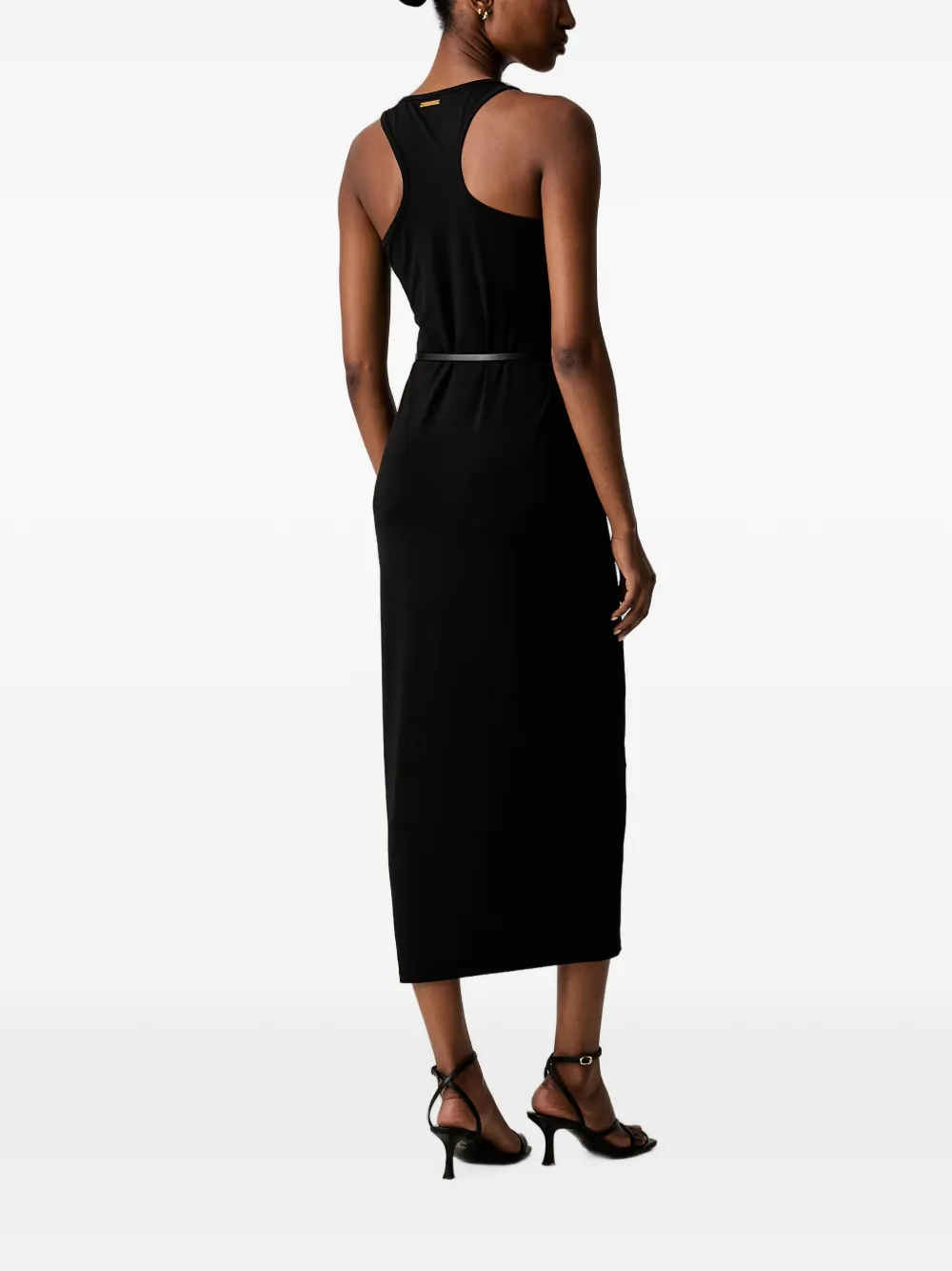 Michael Kors belted racerback dress Zwart