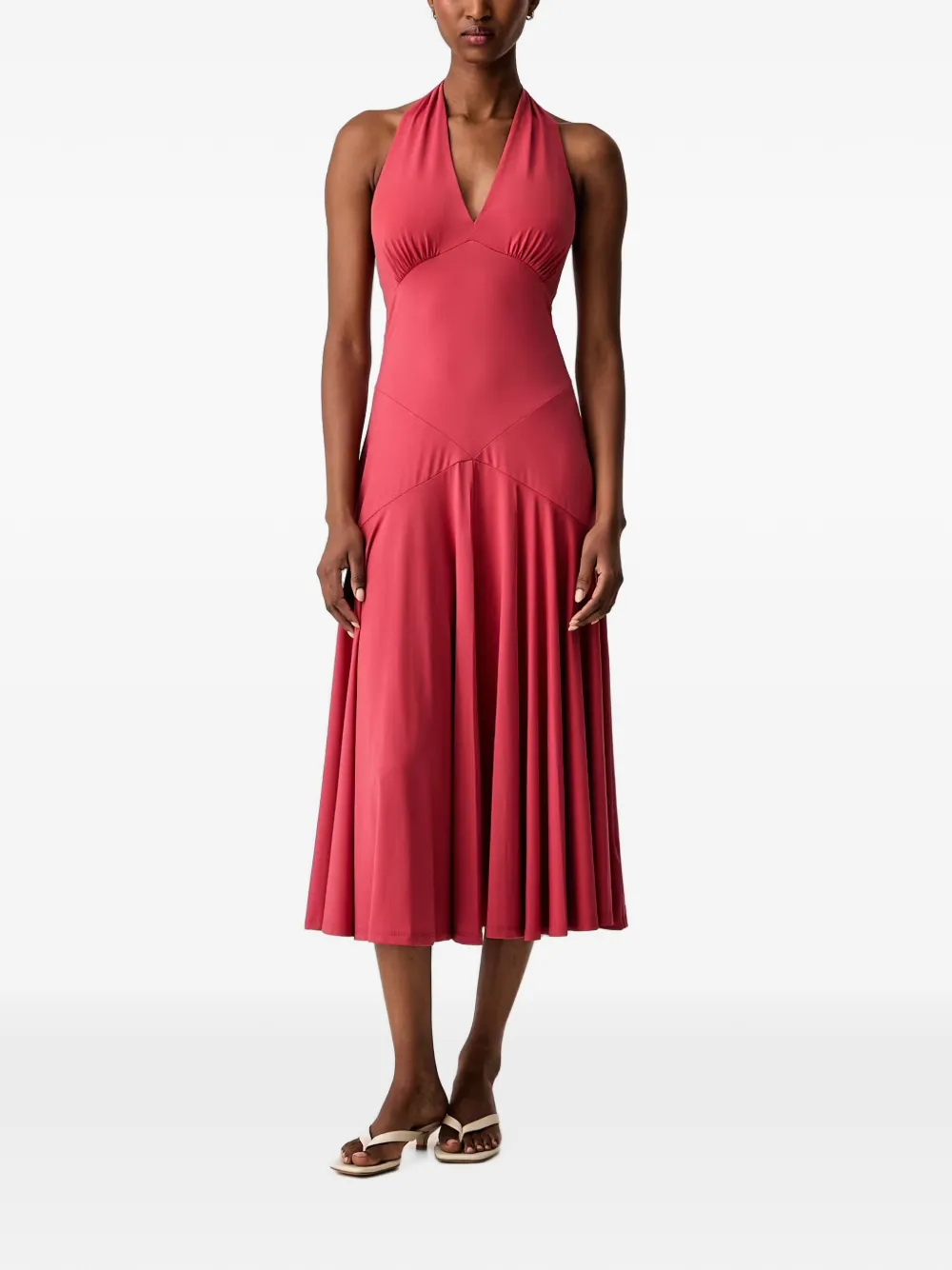 Michael Michael Kors stretch matte jersey halter midi dress - Rosso