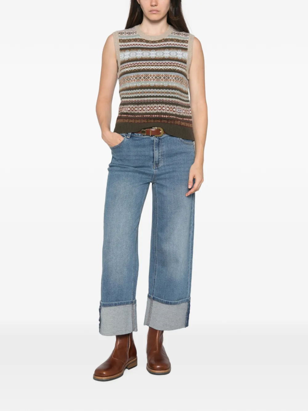 BOMPARD Top met ronde hals Beige
