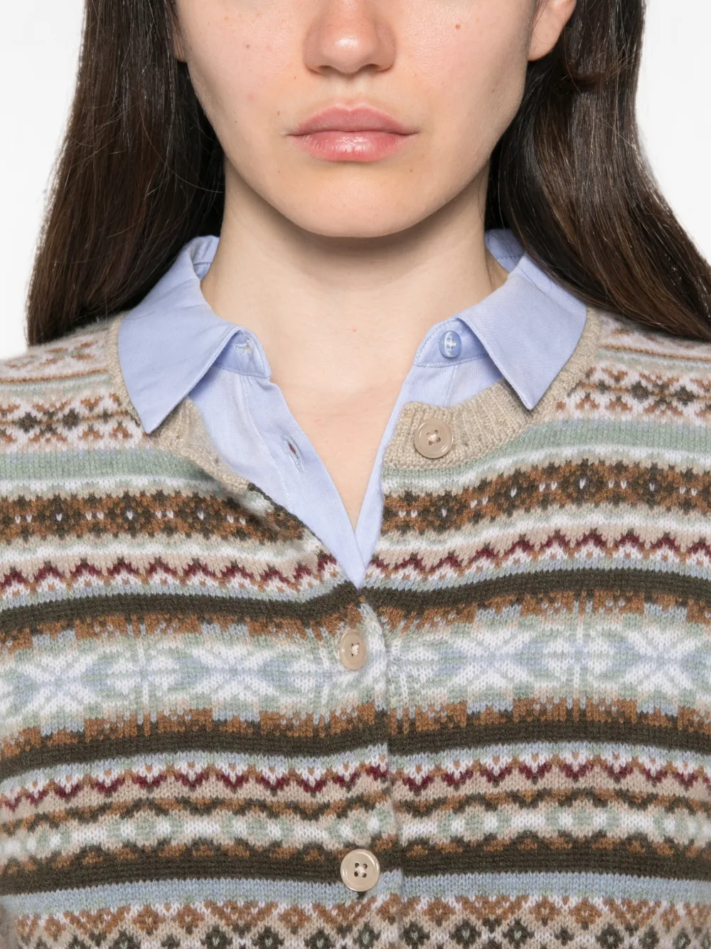 BOMPARD Fair Isle kasjmier vest Bruin