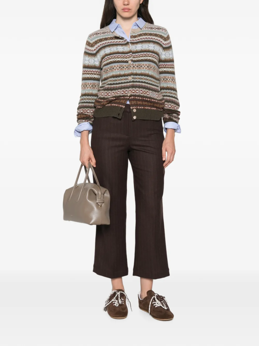 BOMPARD Fair Isle kasjmier vest Bruin