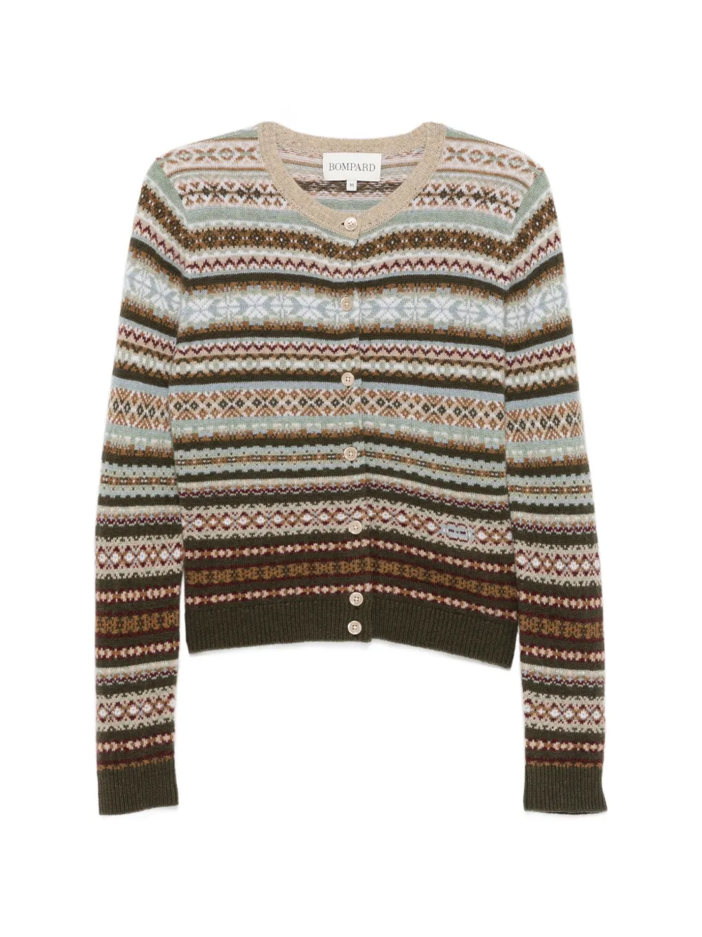 BOMPARD Cardigan Fair Isle in cashmere - Marrone