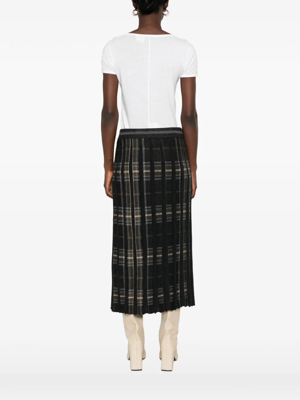 BOMPARD Midi-plooirok met tartan-patroon Grijs