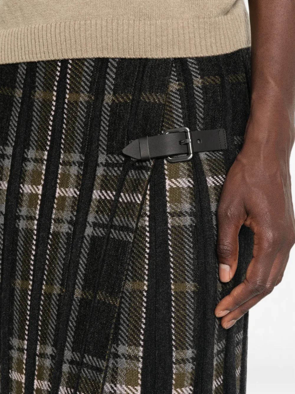 BOMPARD Midi-plooirok met tartan-patroon Grijs