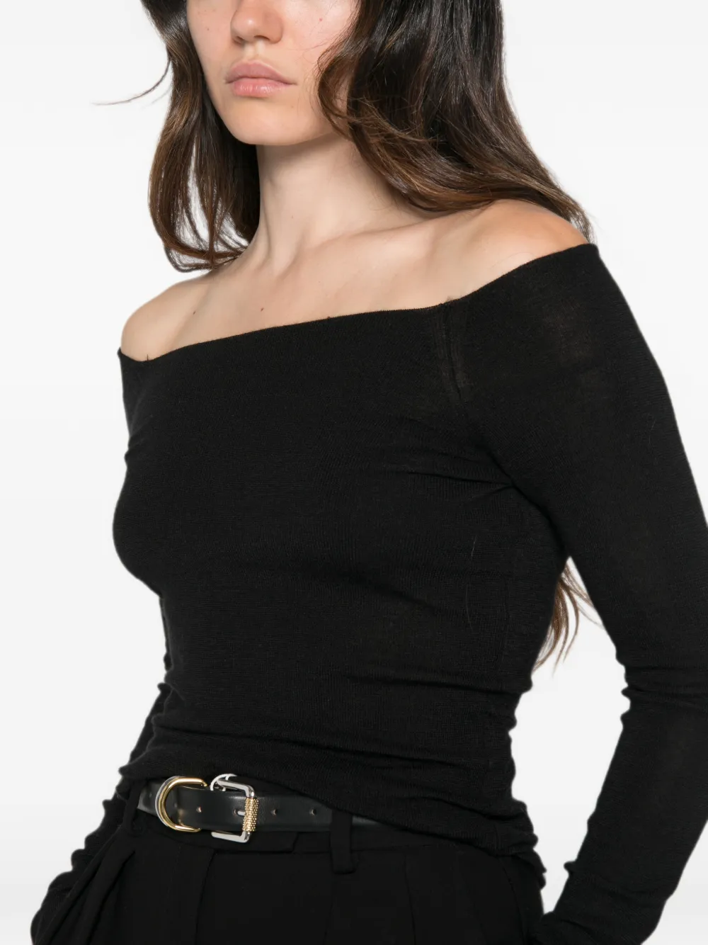BOMPARD Naadloos Bardot T-shirt Zwart