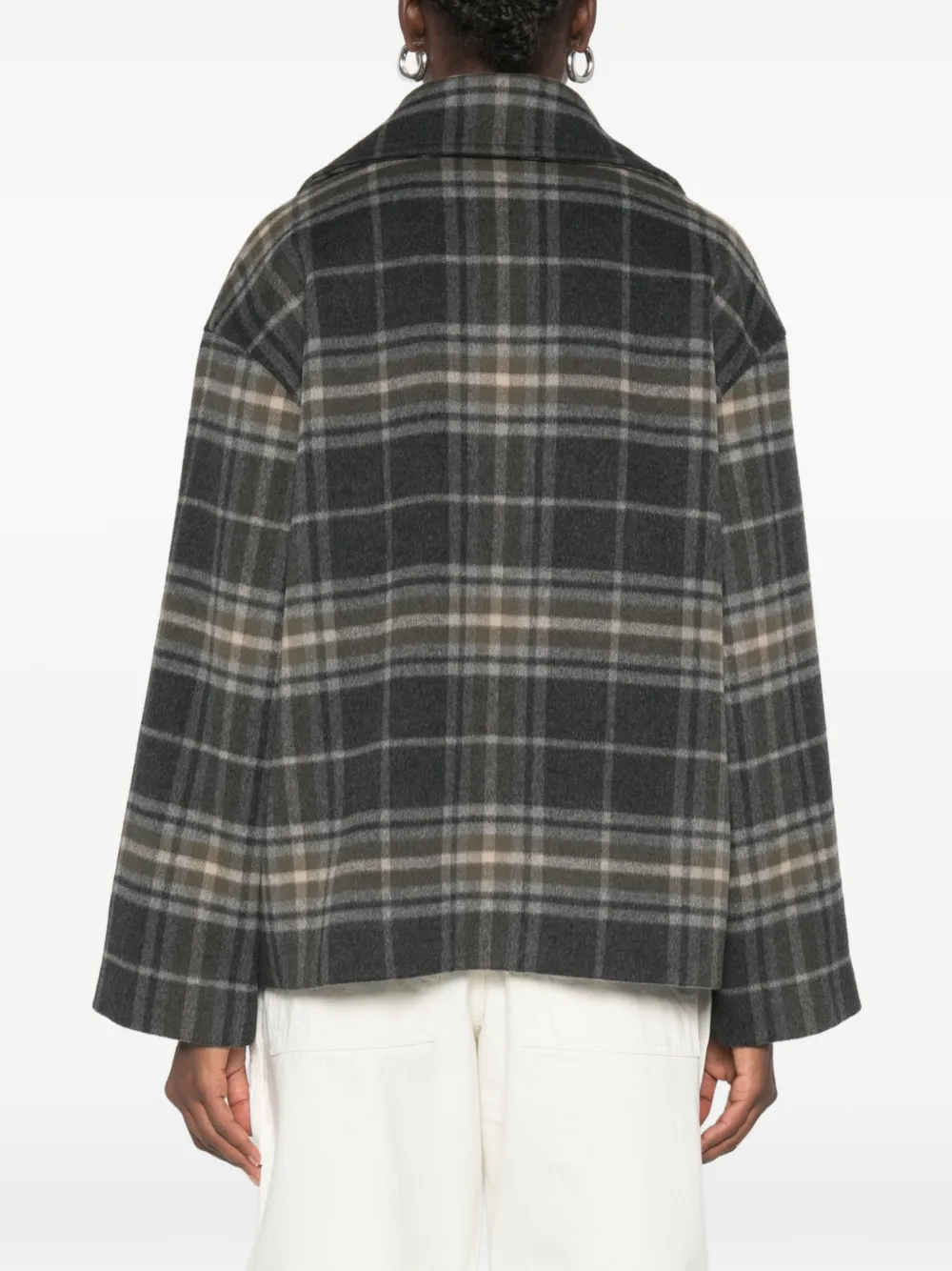 BOMPARD Jack met tartan ruit en dubbele rij knopen Grijs