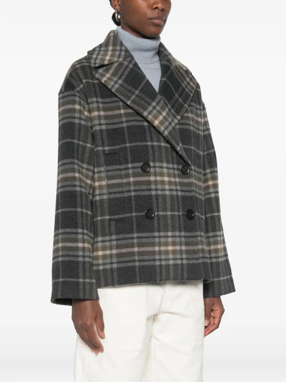 BOMPARD Jack met tartan ruit en dubbele rij knopen Grijs