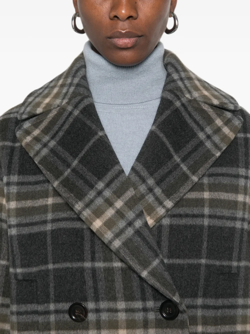 BOMPARD Jack met tartan ruit en dubbele rij knopen Grijs