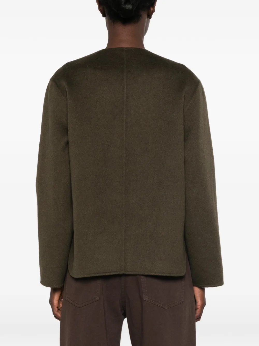 Bompard Collarless Button-front Jacket In Green