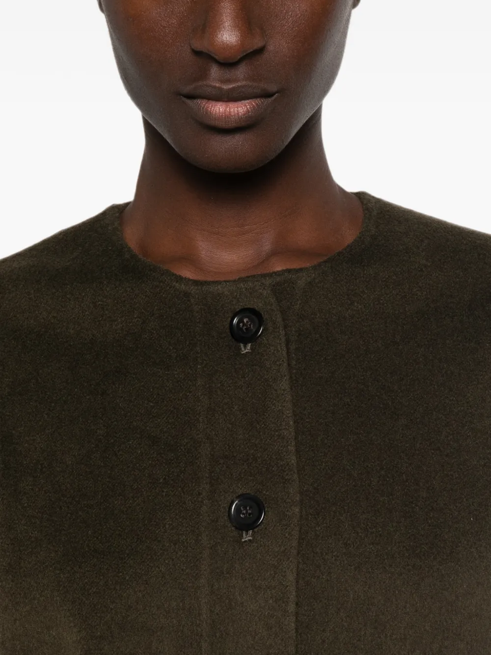 Bompard Collarless Button-front Jacket In Green