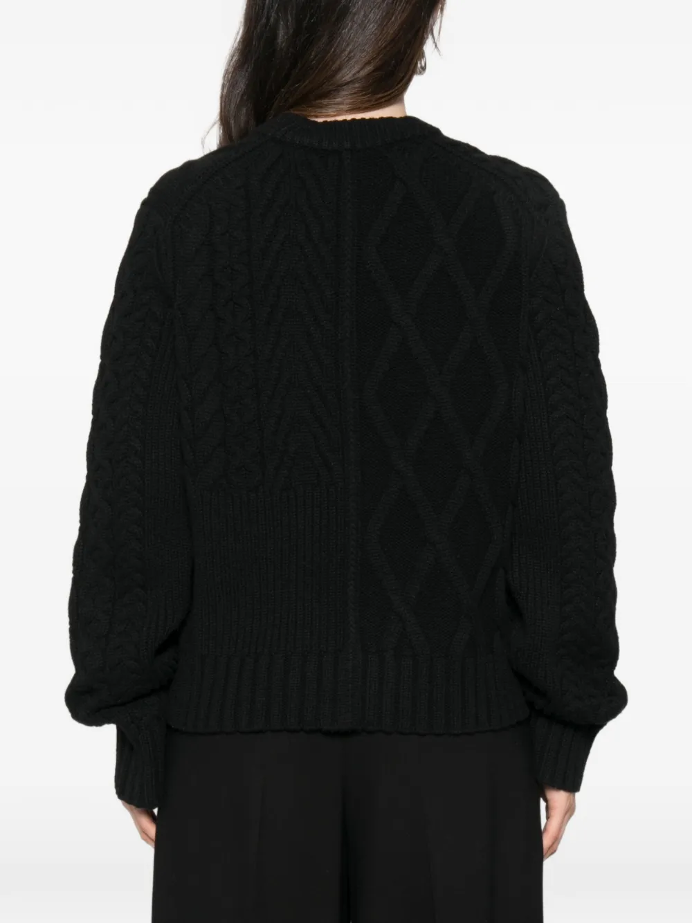 BOMPARD Kabelgebreide trui met patchwork Zwart