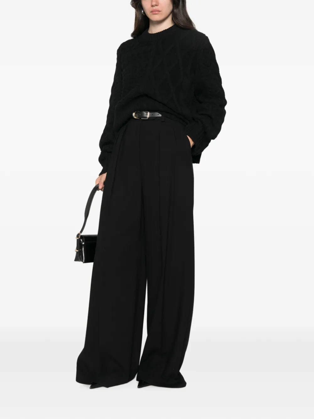 BOMPARD Kabelgebreide trui met patchwork Zwart