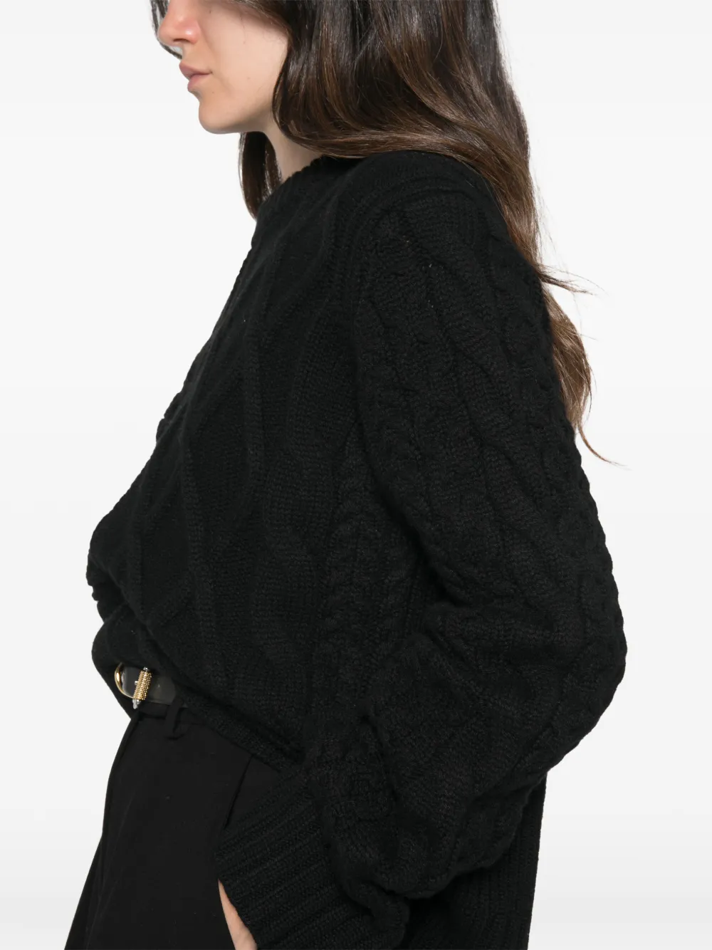 BOMPARD Kabelgebreide trui met patchwork Zwart