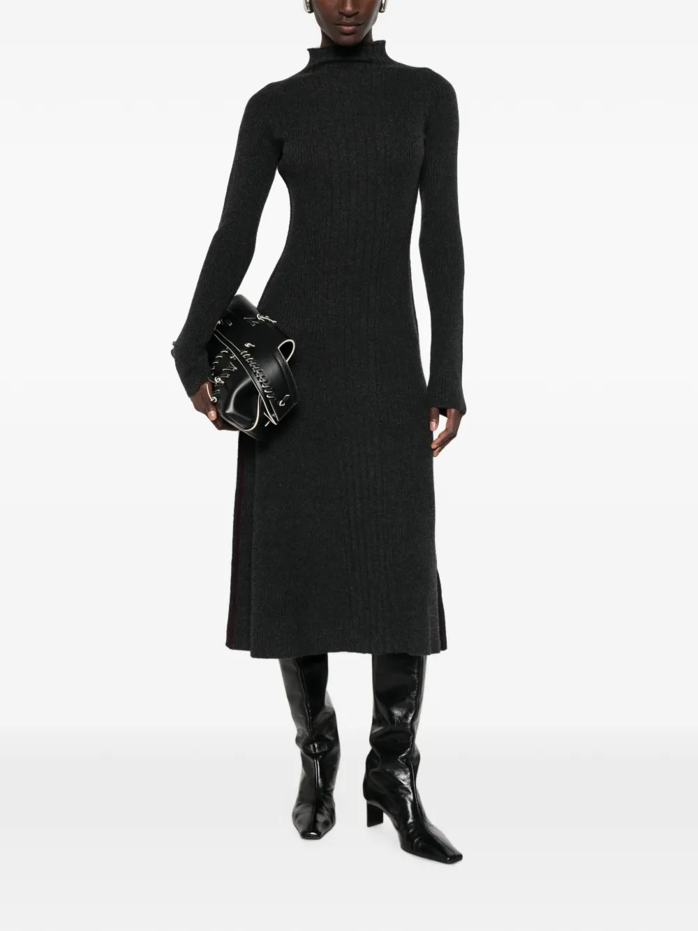 BOMPARD Ribgebreide midi-jurk Grijs