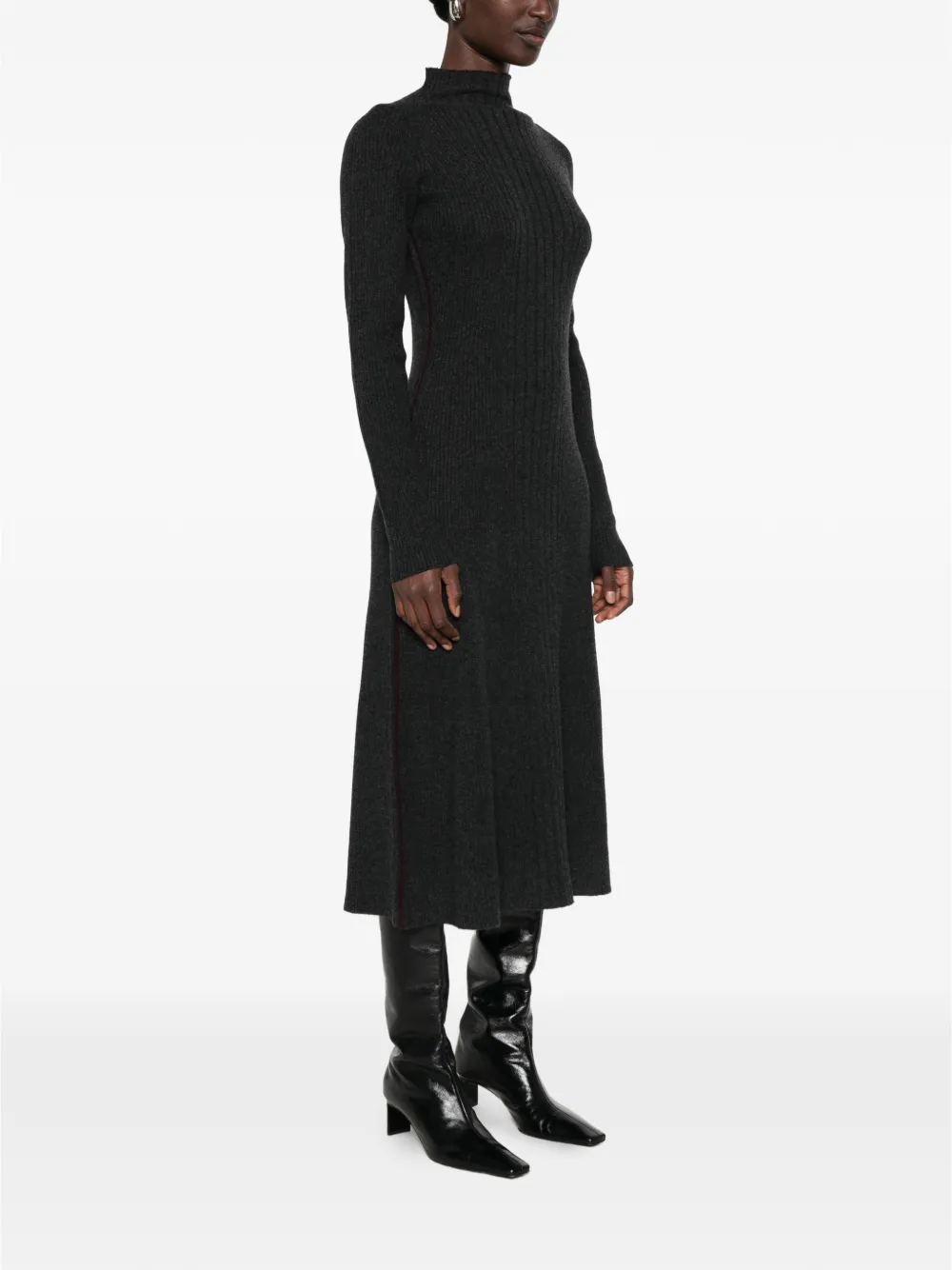 BOMPARD Ribgebreide midi-jurk Grijs