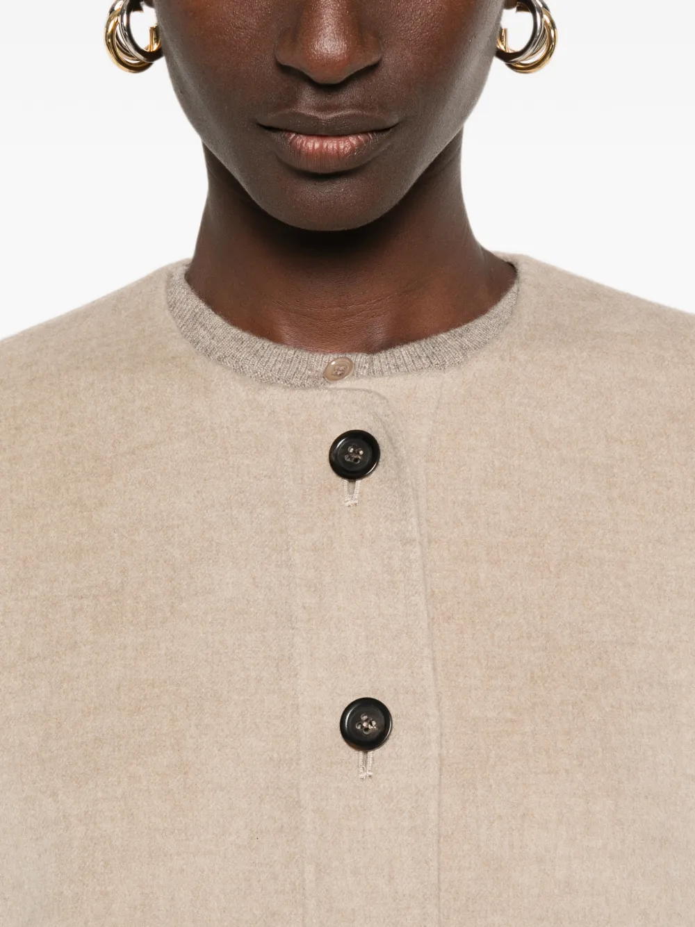 Bompard Collarless Double-sided Jacket In Neutral