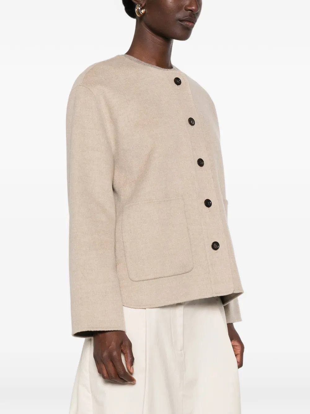 Bompard Collarless Double-sided Jacket In Neutral
