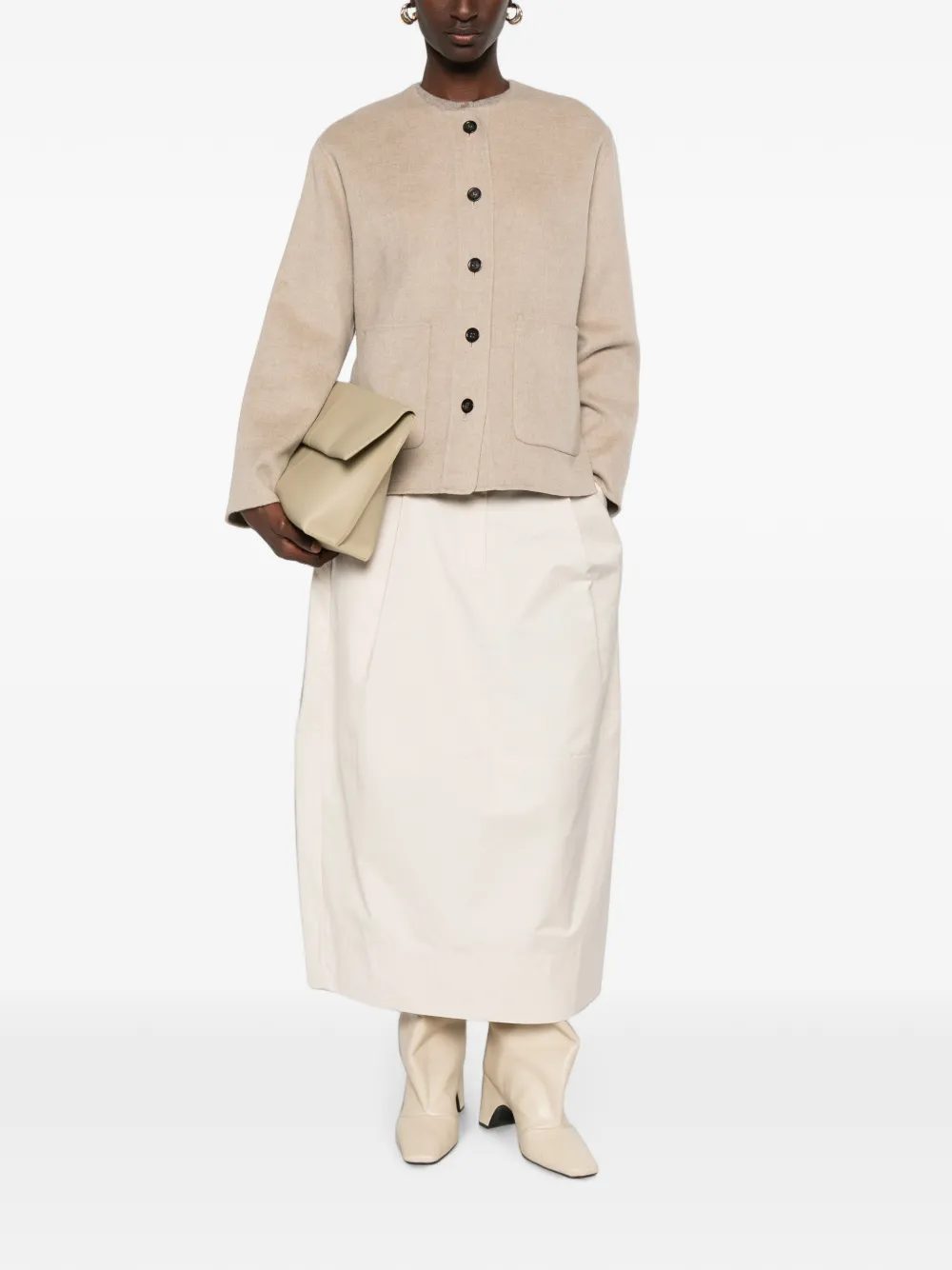 Bompard Collarless Double-sided Jacket In Neutral