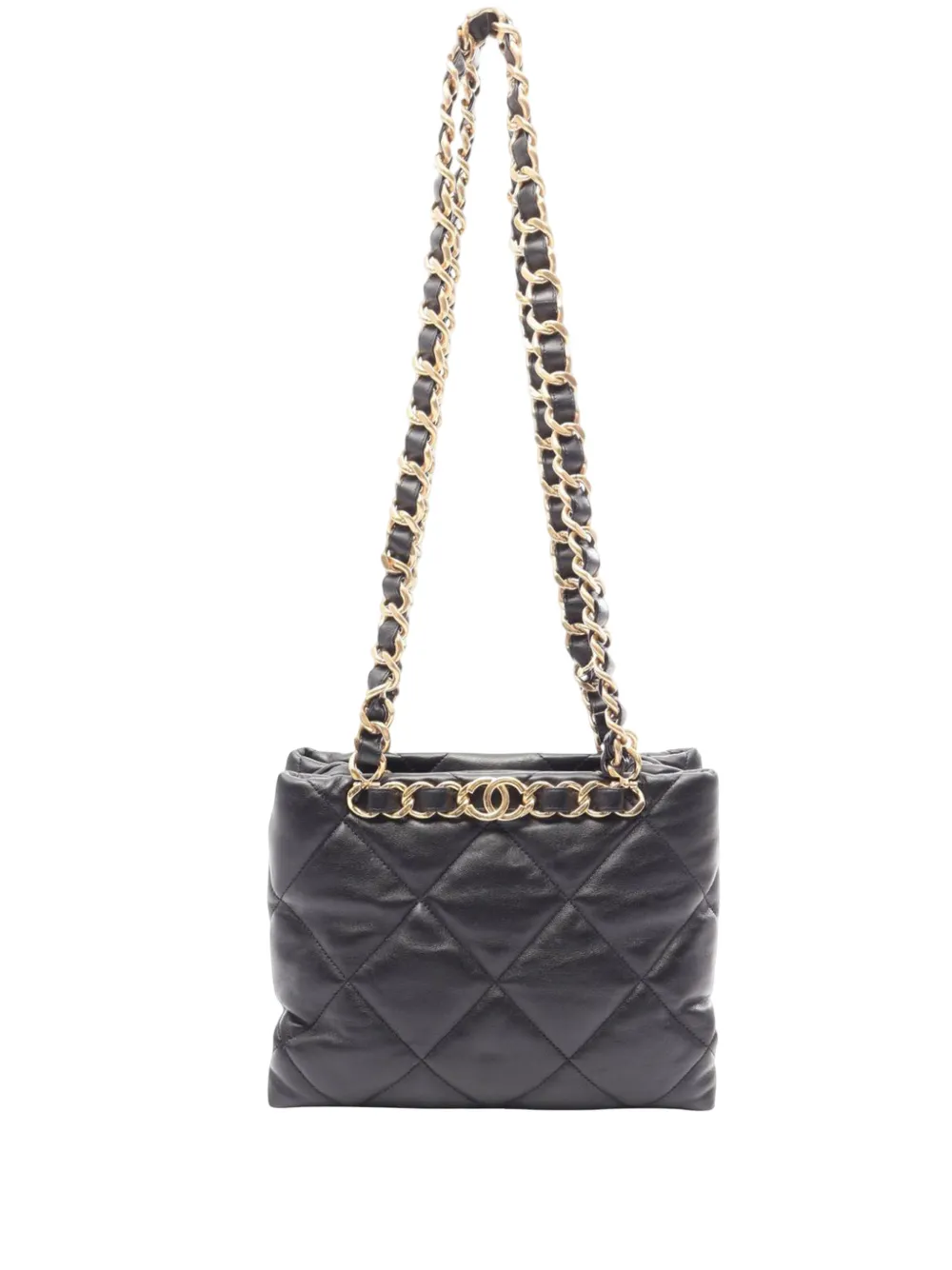 CHANEL Pre-Owned 2021-2026 CC Quilted Lambskin Chain Shopping Bag shoulder bag - Black