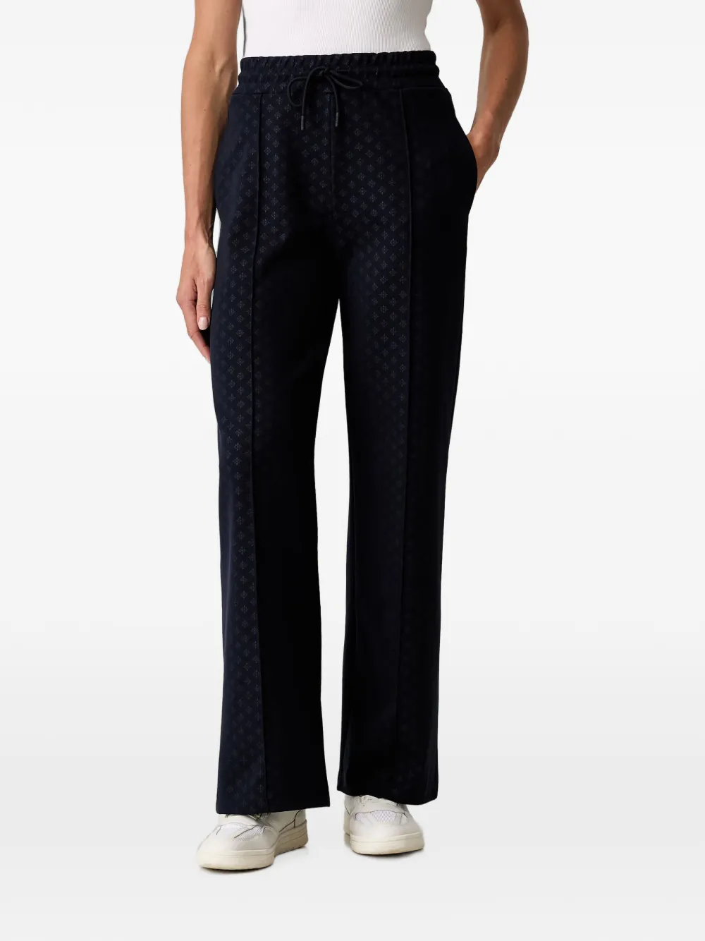 GUESS USA monogram-pattern drawstring track pants - Blau