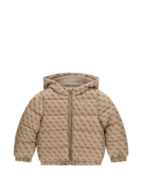 guess kids monogram-print hooded jacket