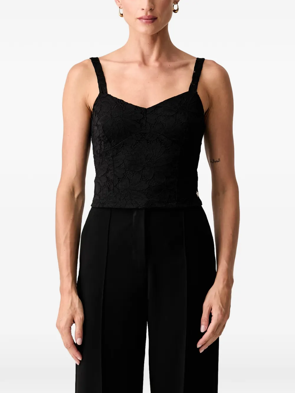 GUESS USA floral-lace corset top - Schwarz