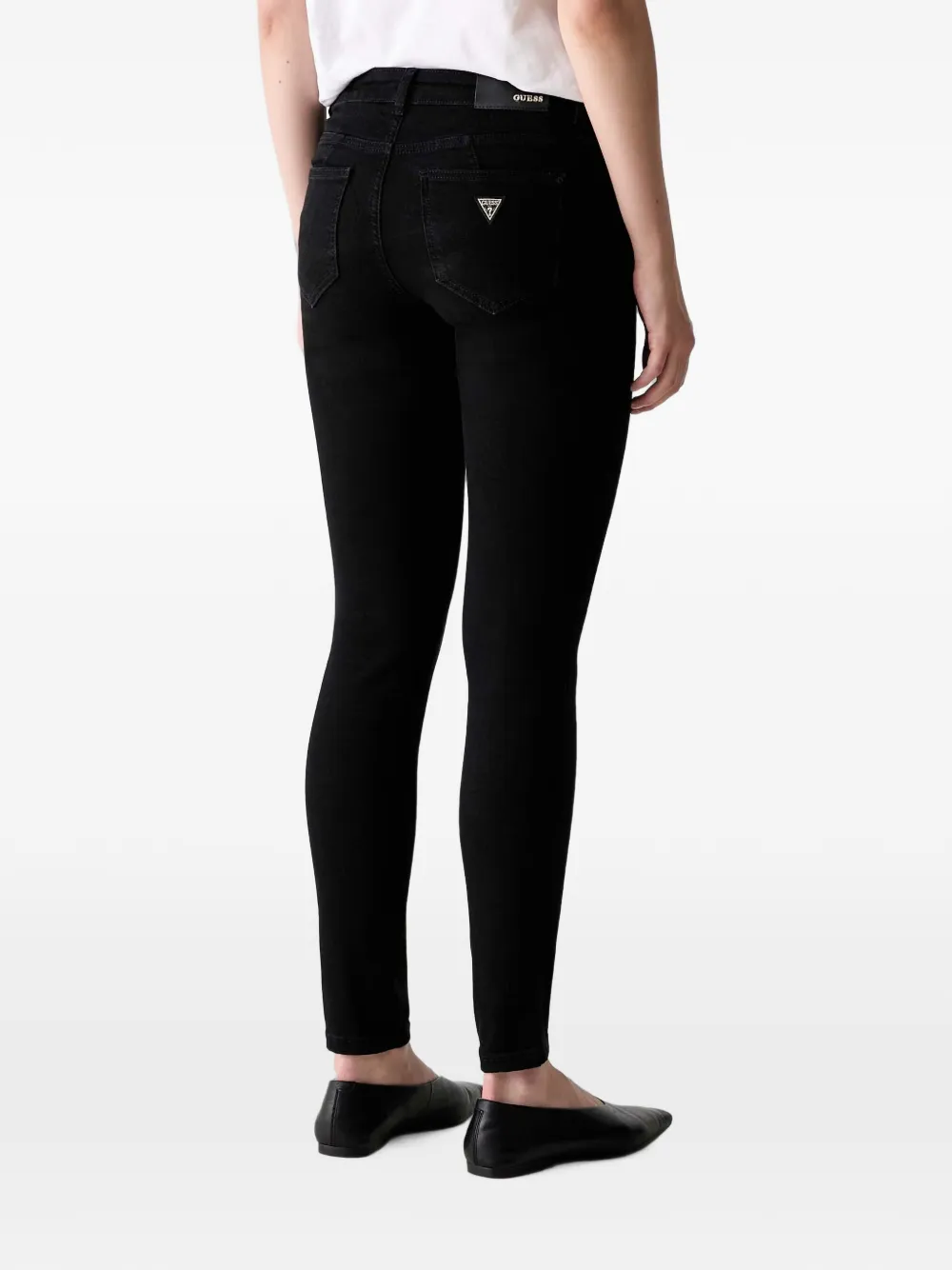 GUESS USA logo-patch skinny jeans Zwart