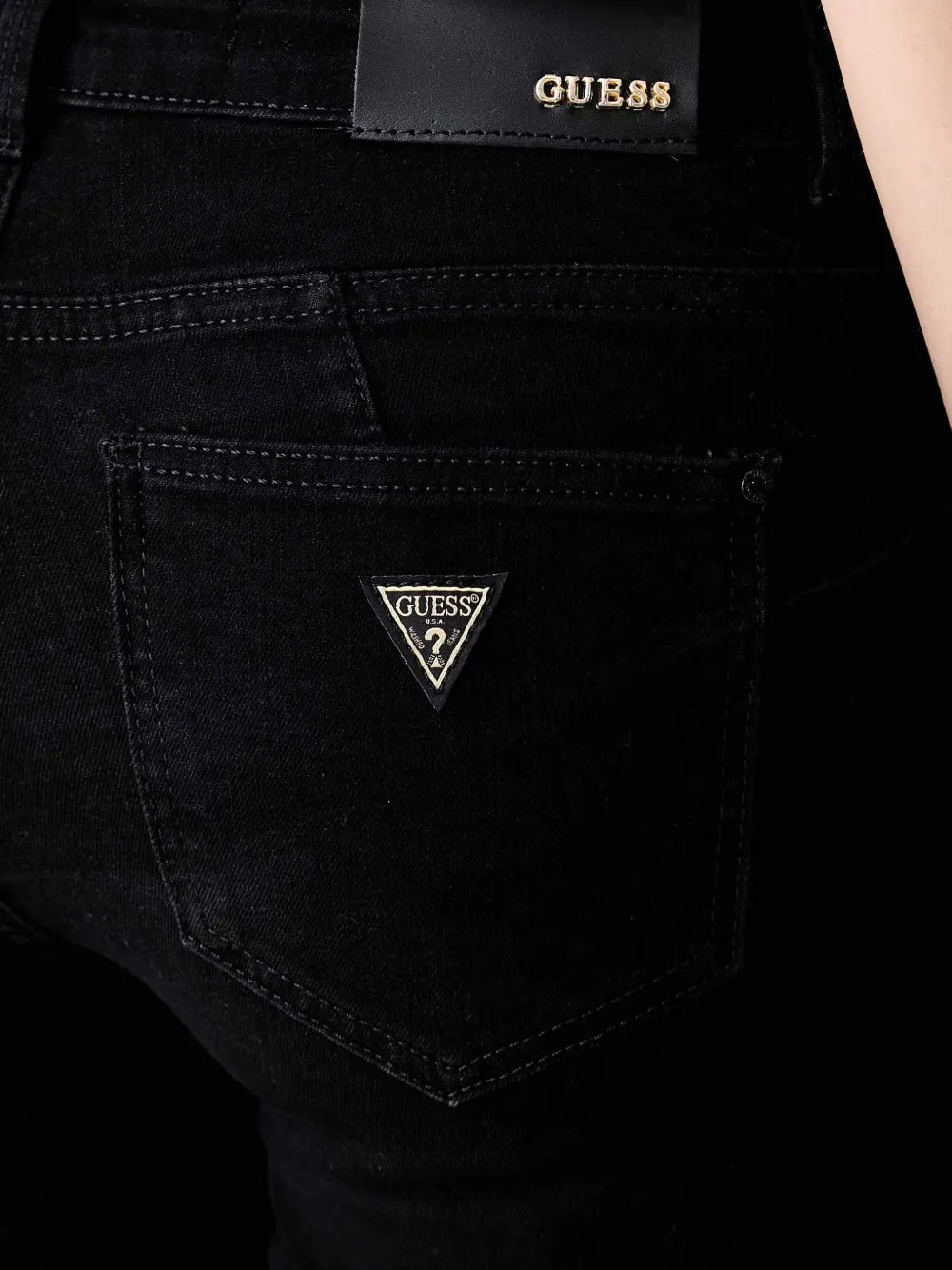 GUESS USA logo-patch skinny jeans Zwart