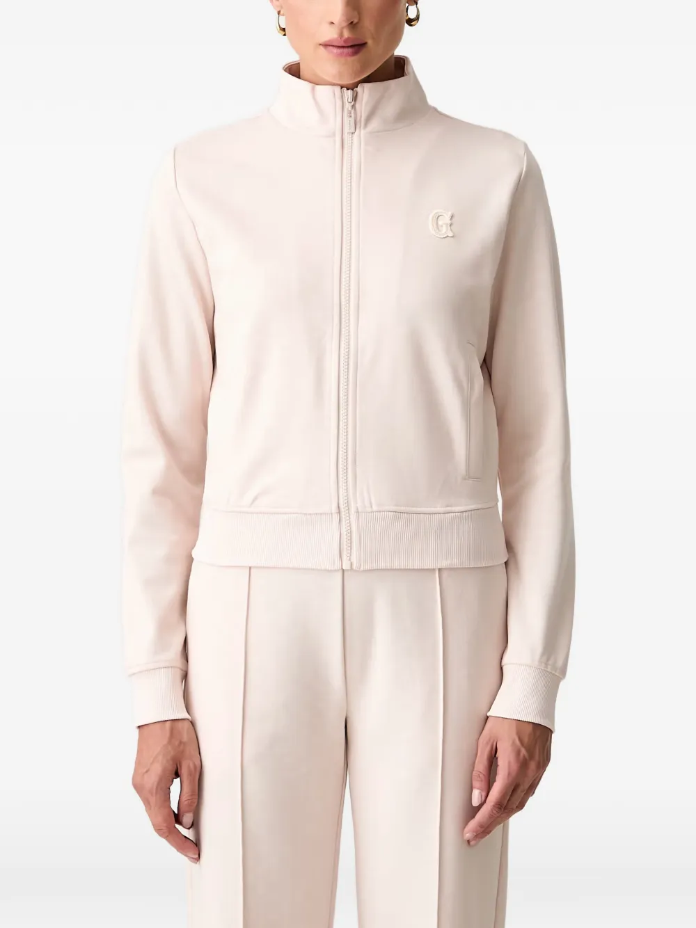 GUESS USA logo-patch zip-up jacket - Rosa