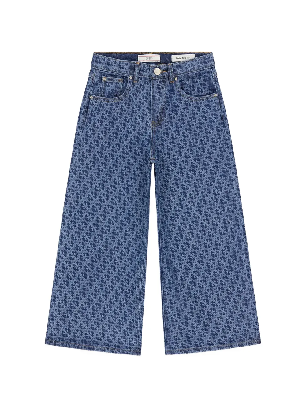 guess kids monogram-print wide-leg jeans - Blu