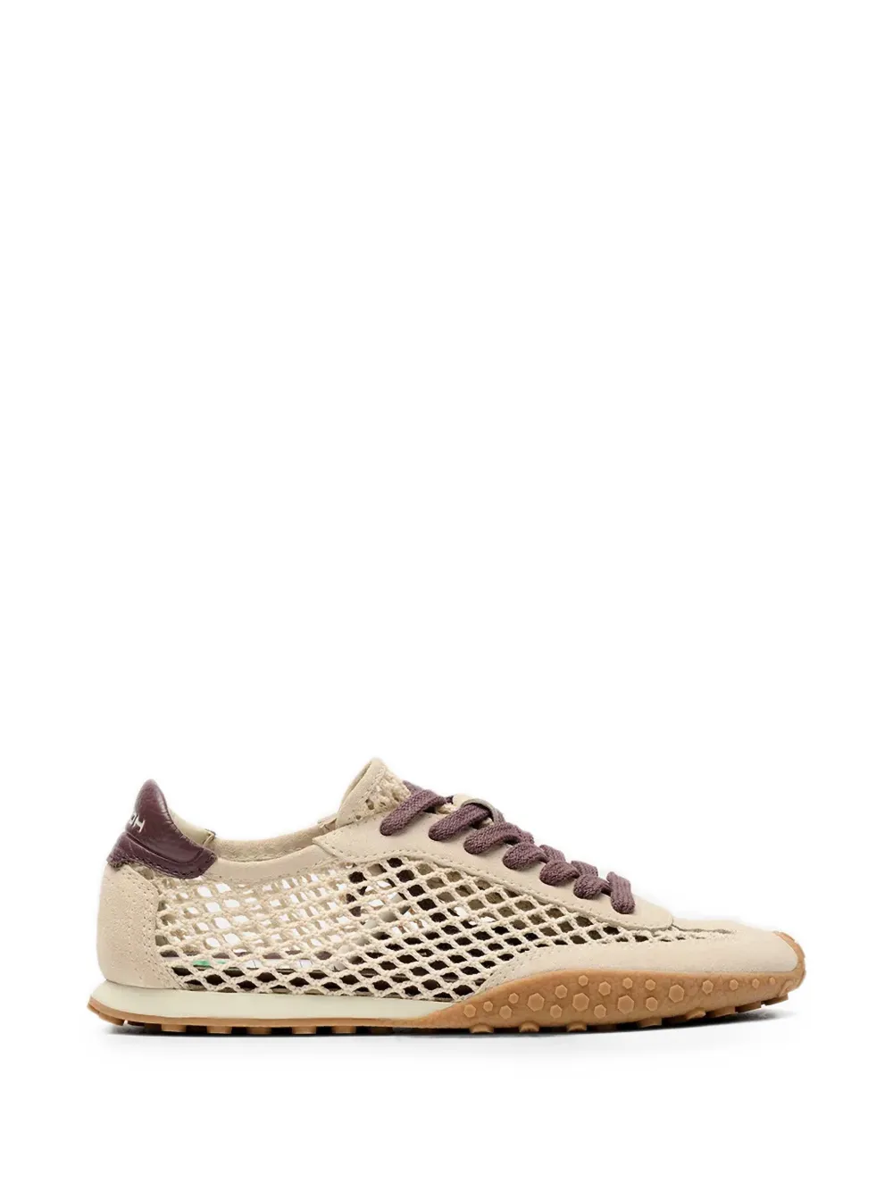 Hoff Bridge Fishnet Mesh-panelled Suede Sneakers In Gold
